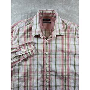 Zara Man Basic Mens Long Sleeve Plaid Button Up Shirt‎ Size Large